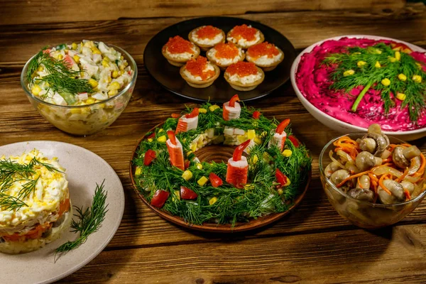 Christmas dinner set of food on a wooden table — Stock Image Christmas Dinner Set Food Wooden Table Royalty Free Stock Photos