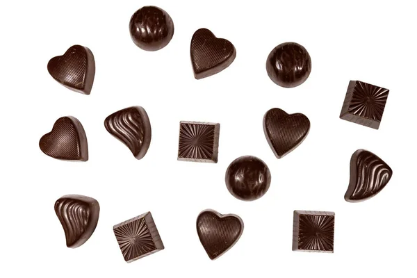 Varios Caramelos Chocolate Aislados Sobre Fondo Blanco —  Fotos de Stock