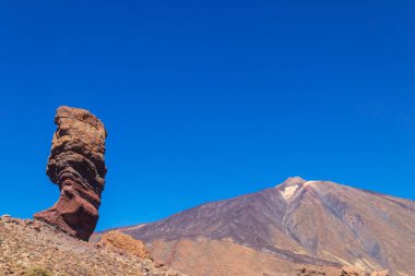 View of Teide volcano and Roque Cinchado on Tenerife island, Canary islands, Spain