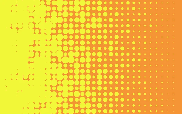 Žluté Tečky Oranžovém Pozadí Půltón Pop Art Design Světelný Efekt — Stockový vektor