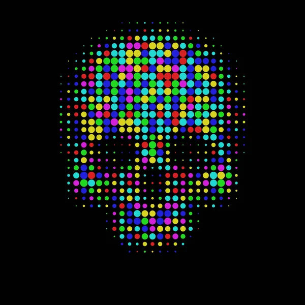 Human Color Skull Halftone Dots Style Bright Shirt Graphics Design — Stock Vector