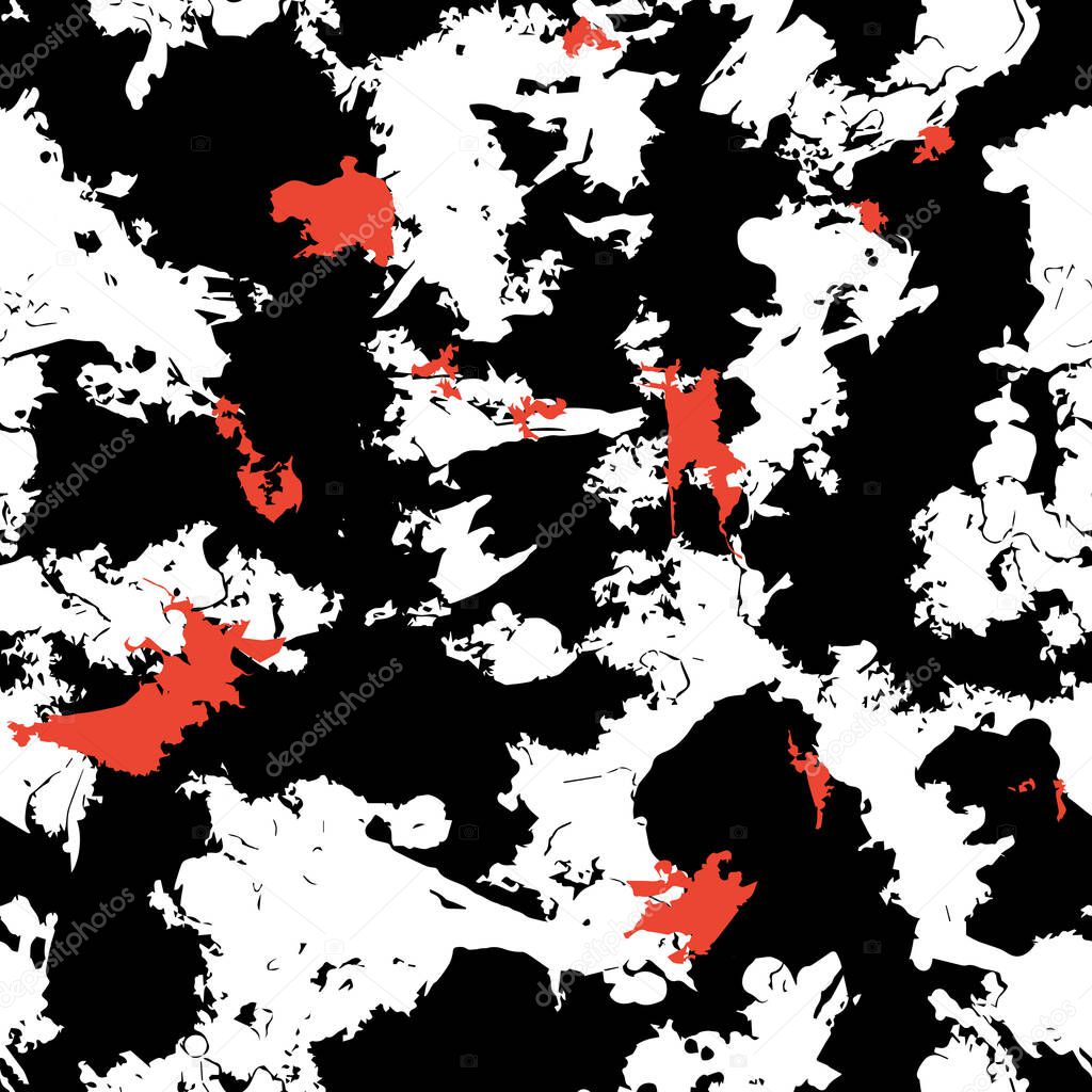 Grunge seamless pattern Dirty vector illustration Black and red graphic isolated object on white background Abstract texture