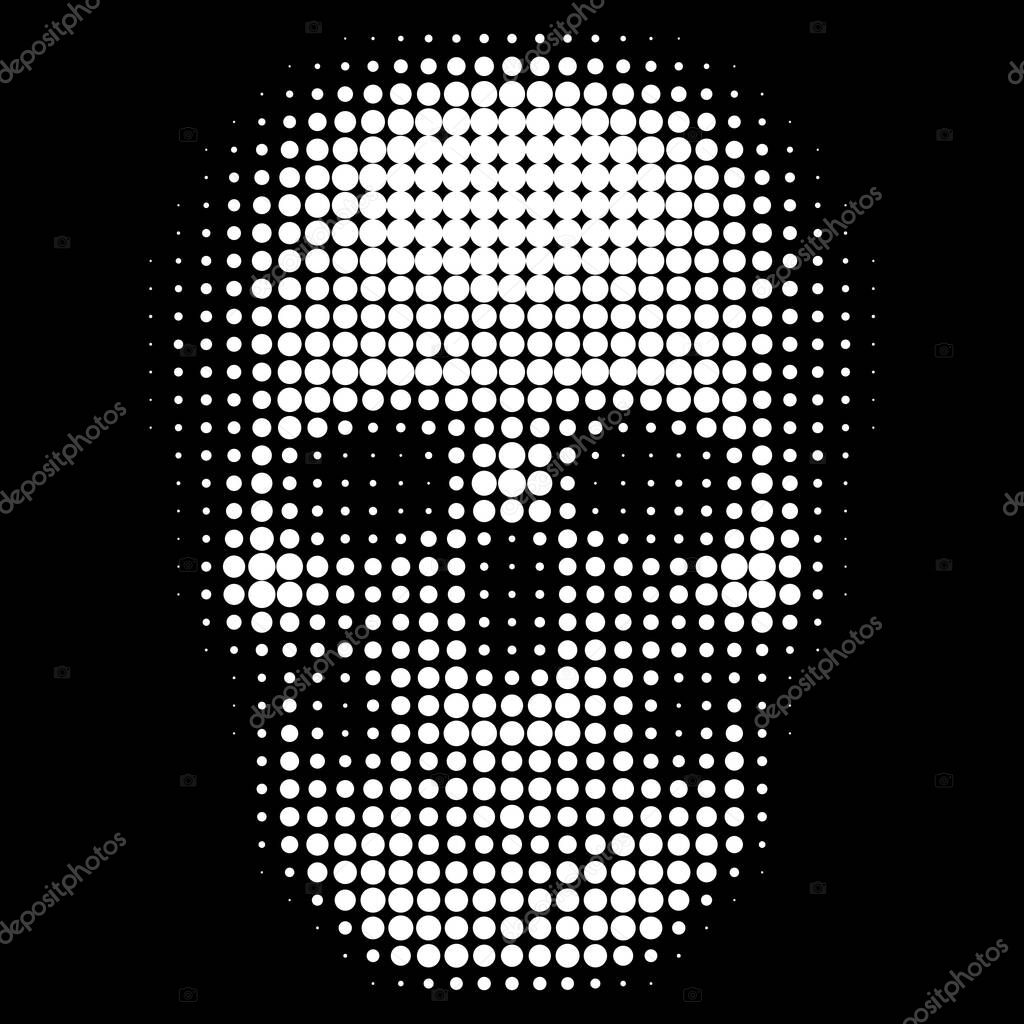 Human skull in halftone dots style Sign of poison or danger to life Vector isolated object for websites, design, icons, user picture, avatars, posters, t shirt, logo, stickers, tattoo or other 