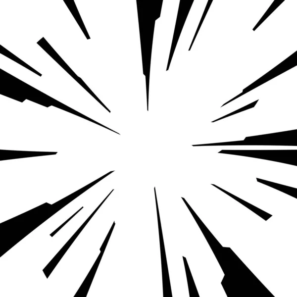 Comic Book Black White Radial Lines Background Sun Ray Star — Stock Vector