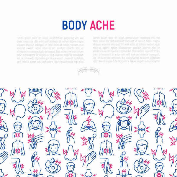 Body aches concept with thin line icons