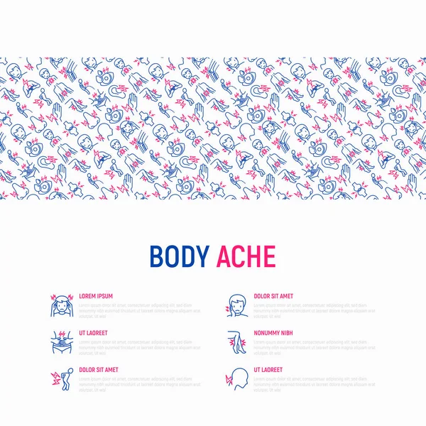 Body aches concept with thin line icons
