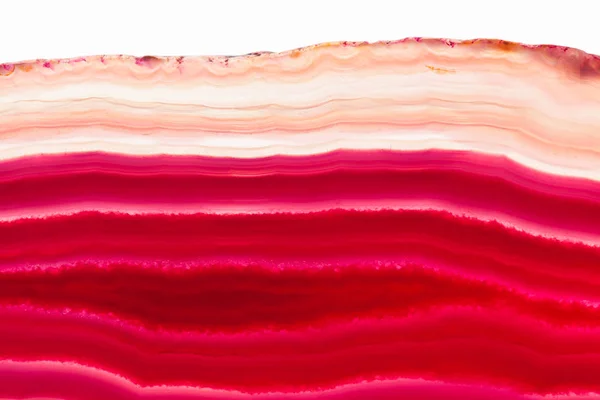 Abstrakt Bakgrund Röd Agat Slice Mineral Isolerad Vit Bakgrund — Stockfoto