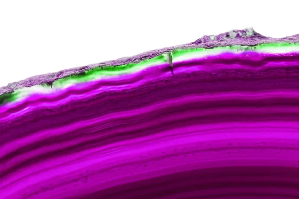 白い背景に分離された抽象的な背景 紫瑪瑙スライス鉱物 — ストック写真