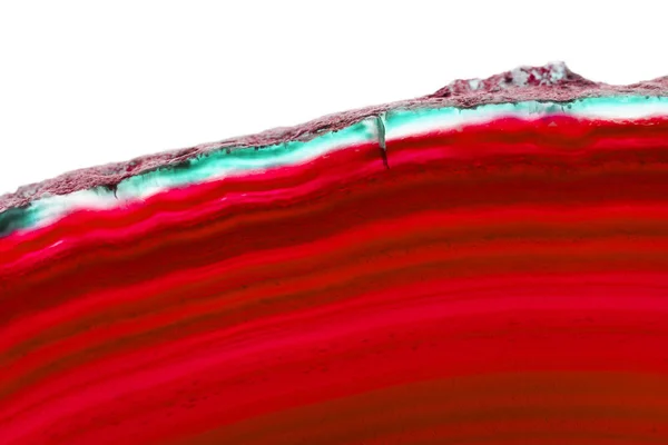 抽象的な背景 タバスコ赤瑪瑙スライス ミネラル ホワイト バック グラウンドの分離 — ストック写真