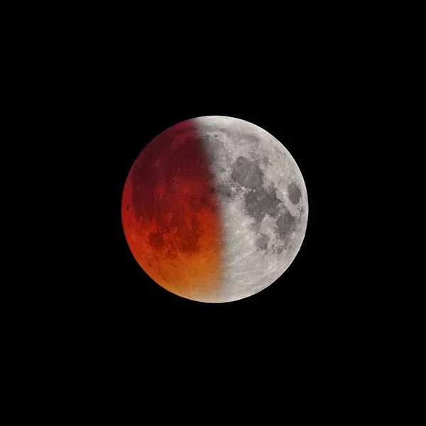 Inicio Del Eclipse Lleno Super Luna Sangrienta —  Fotos de Stock