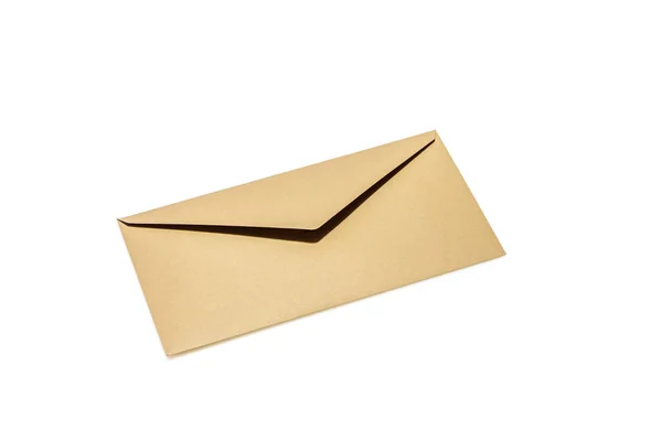 白い背景に孤立した茶色の封筒 — ストック写真