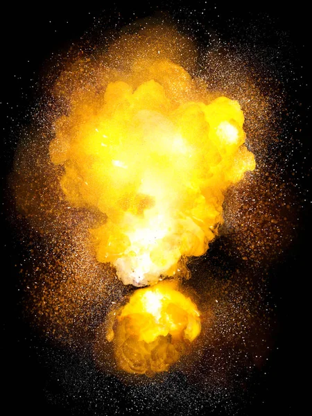 Realistic Bomb Hot Explosion Orange Color White Sparks Isolated Black — Stock Photo, Image