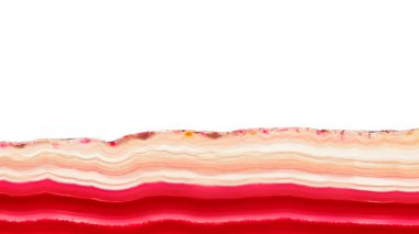 Soyut arka plan, kırmızı turuncu akik dilim beyaz izole mineral çizgili