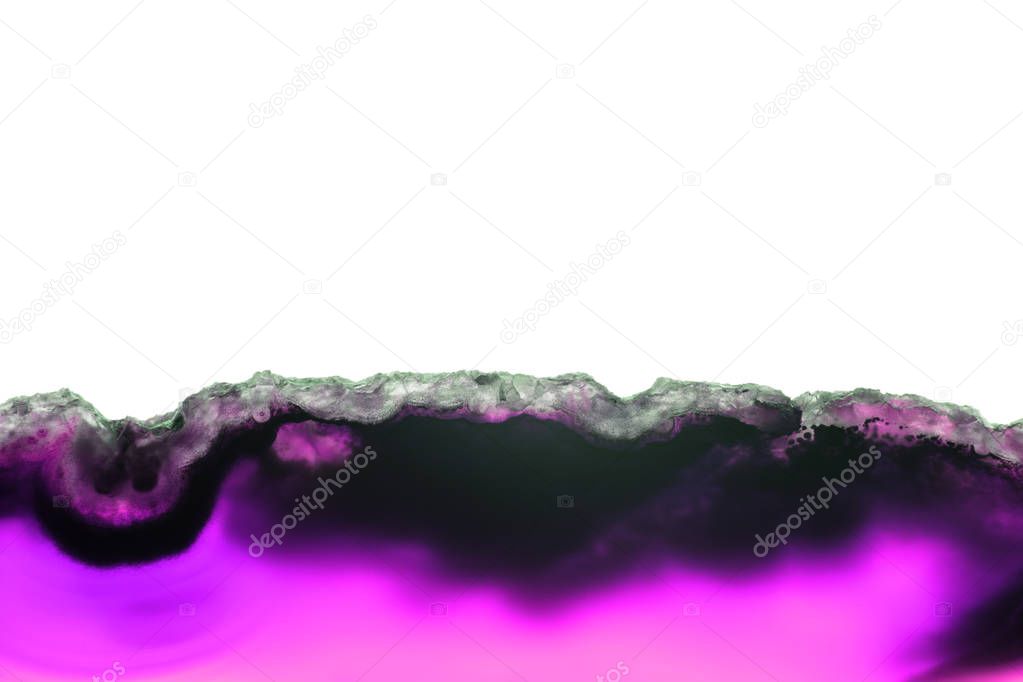 Abstract background, purple ultraviolet mineral cross section isolated on white background