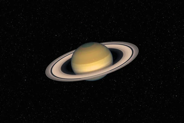 太陽系の暗い星空の背景に対する惑星土星 Nasaによって供給されたこの画像の要素 — ストック写真