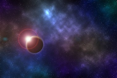 Renkli nebula kozmos gökyüzüne karşı Mystery gezegen, Nasa tarafından döşenmiş bu görüntünün unsurları