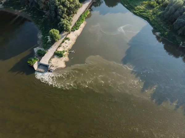 Ecological Disaster Sewage Discharge Vistula River Warsaw Poland — Stock Photo, Image