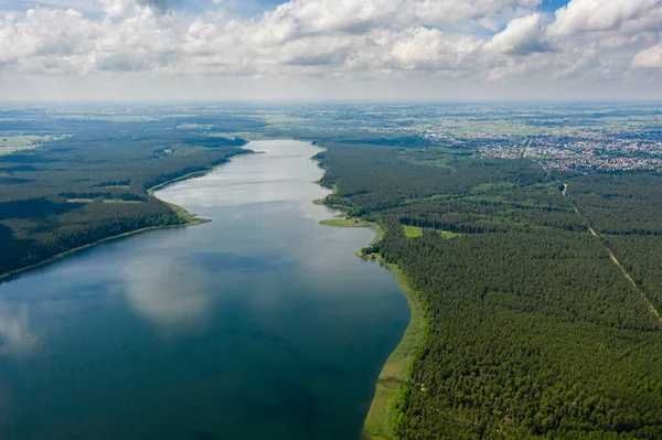 Αεροφωτογραφία Της Λίμνης Sajno Κοντά Στο Augustow Πολωνία — Φωτογραφία Αρχείου