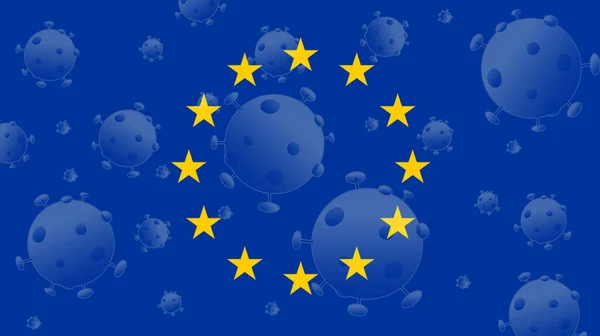 Coronavirus Flag Union European Epidemic Covid Union European — Stock Photo, Image