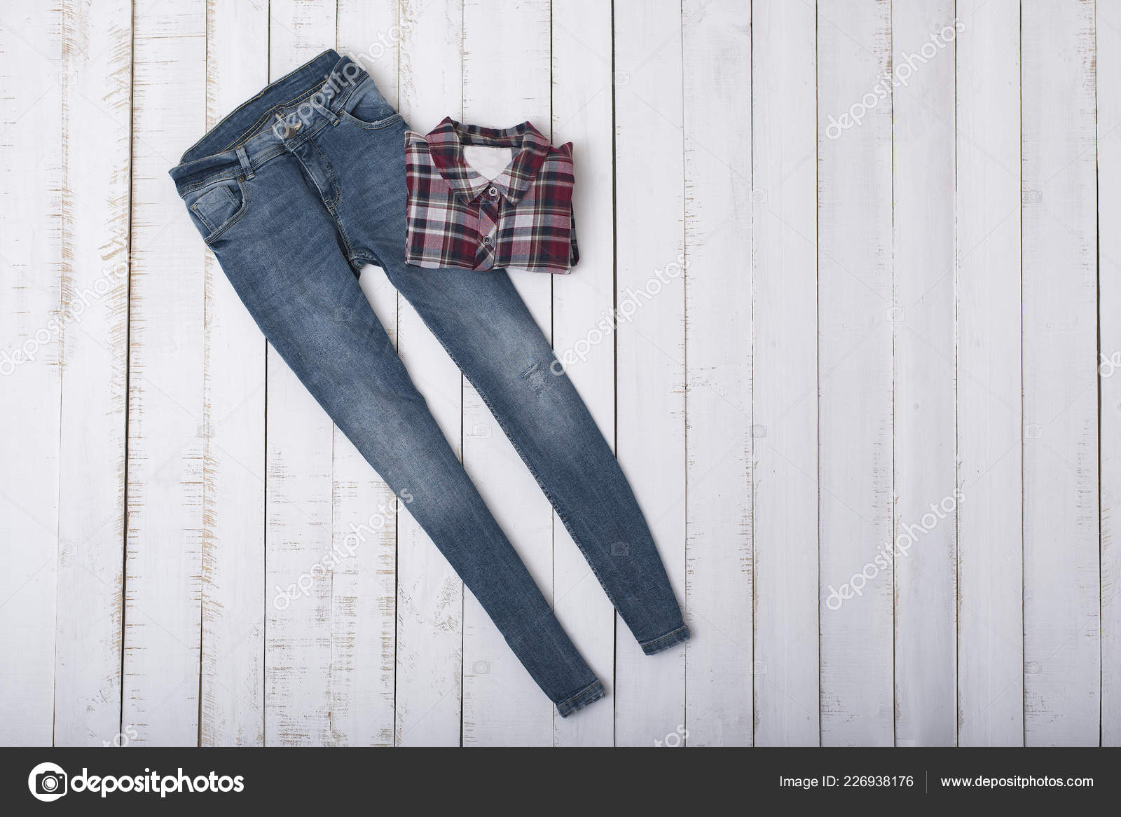 checkered blue jeans