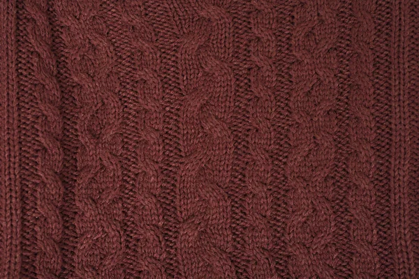 Brown Knitted Fabric Pigtail Close — Stock Photo, Image