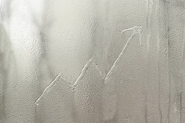 Wachstumsdiagramm Auf Frostigem Fensterglas Geschäftskonzept — Stockfoto