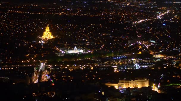 Центр Тбилиси Ночью Джорджия Мягкий Фокус — стоковое видео