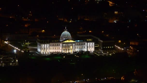 Palacio Presidencial Tiflis Por Noche Vista Frontal — Vídeo de stock