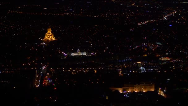トビリシ中心の夜 グルジア ソフト フォーカス — ストック動画