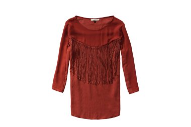 Beyaz zemin üzerine kırmızı kadın bluzu izole.