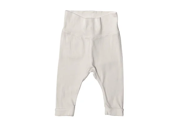 Kindermode-Konzept auf weißem Hintergrund. weiße Hosen. isolieren — Stockfoto