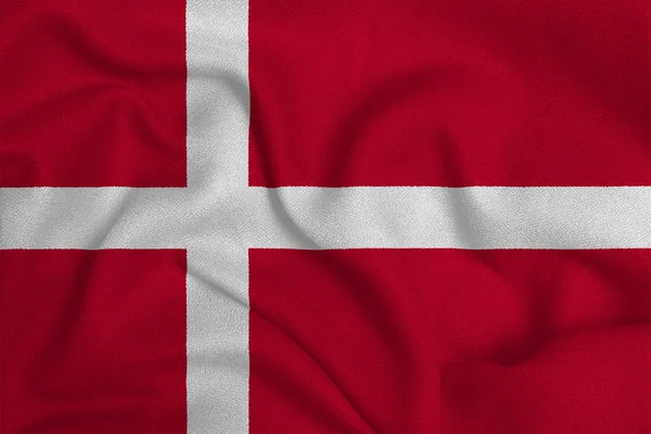 Flag of the Denmark from the factory knitted fabric. Backgrounds and Textures — Stock Photo, Image