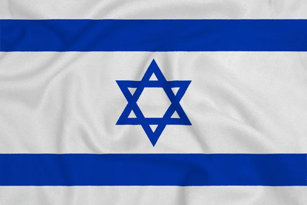Fabrika İsrail bayrağı kumaş örme. Arka planlar ve dokular — Stok fotoğraf