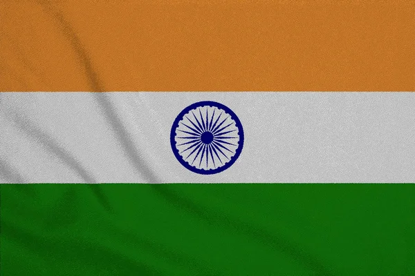 Σημαία της Ινδίας από το εργοστάσιο πλεκτό ύφασμα. Υπόβαθρα και υφές — Φωτογραφία Αρχείου