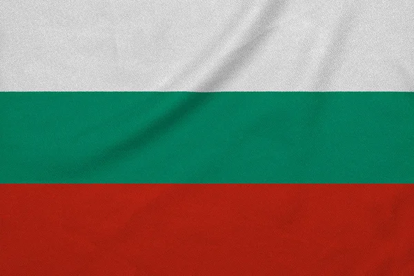 Flag of the Bulgaria from the factory knitted fabric. Backgrounds and Textures — Stock Photo, Image