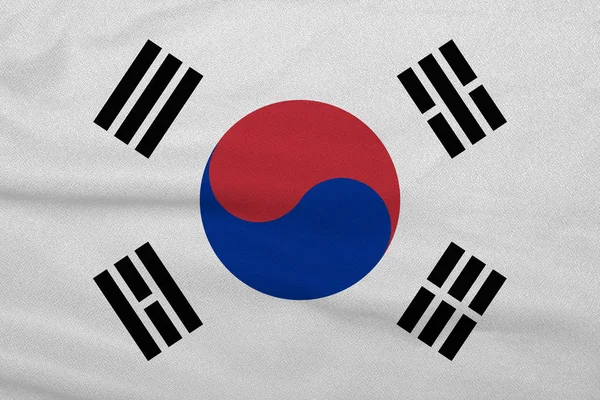 Flagge Südkoreas aus dem Fabrikstrickstoff. Hintergründe und Texturen — Stockfoto