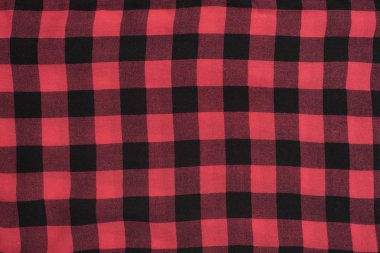 Damalı siyah ve kırmızı dokulu kumaş. Sorun -suz. Close