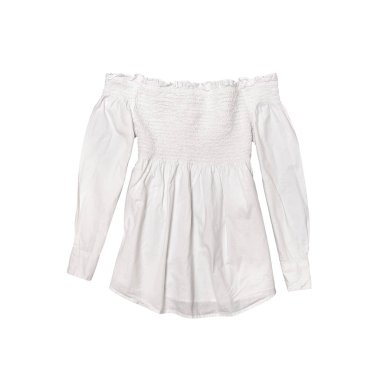 Beyaz arka plan kollu beyaz bluz. Yalıt