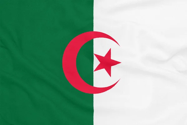 Σημαία της Αλγερίας με υφή υφάσματος. Πατριωτικό σύμβολο — Φωτογραφία Αρχείου