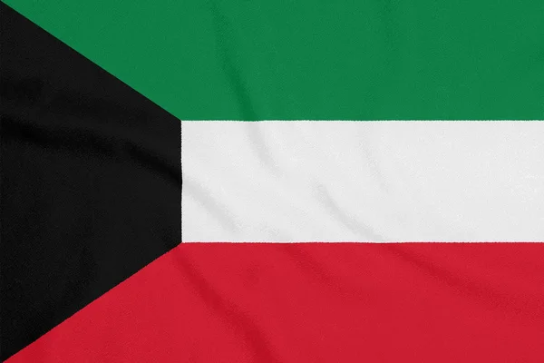 Σημαία του Κουβέιτ με υφή υφάσματος. Πατριωτικό σύμβολο — Φωτογραφία Αρχείου
