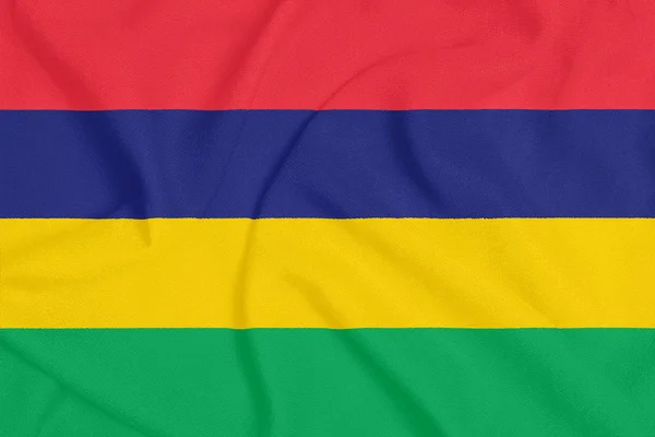 Bandera de Mauricio sobre tela texturizada. Símbolo patriótico — Foto de Stock