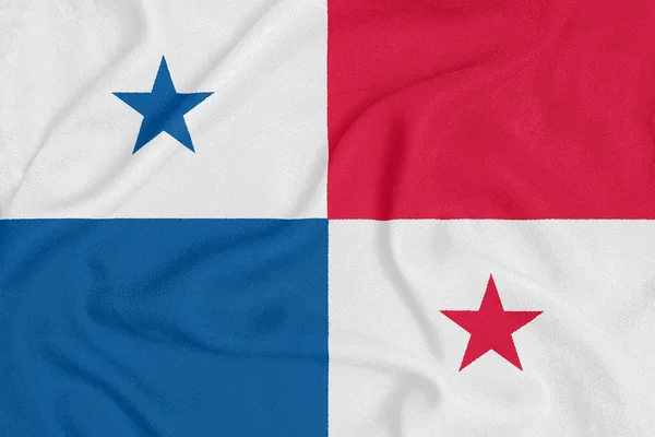 Vlag van Panama op getextureerde stof. Patriottisch symbool — Stockfoto