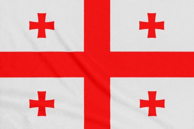 Dokulu kumaş üzerinde Gürcistan Bayrağı. Vatansever sembolü