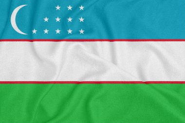 Dokulu kumaş üzerinde Özbekistan bayrağı. Vatansever sembolü