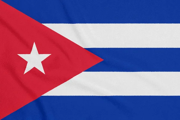 Bandeira de Cuba sobre tecido texturizado. Símbolo patriótico — Fotografia de Stock