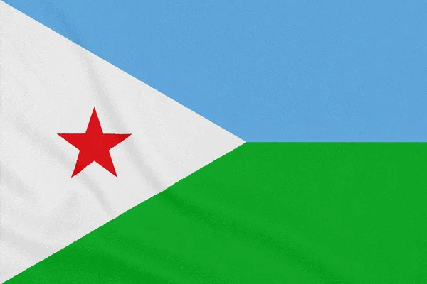 Drapeau de Djibouti sur tissu texturé. Symbole patriotique — Photo