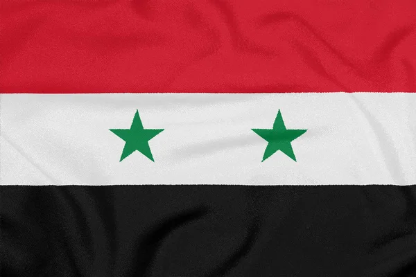 Syriens flagga på texturerat tyg. Patriotiska symbolen — Stockfoto