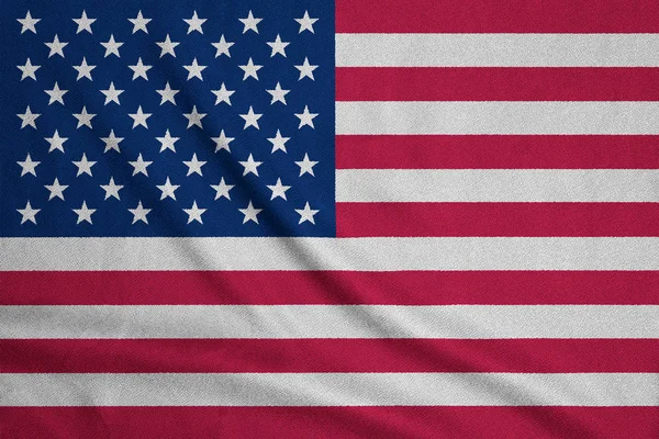 Flag of USA on textured fabric. Patriotic symbol — Stock Photo, Image