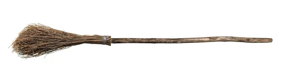 Ahşap saplı çubuklardan süpürge. Beyaz arka planda yalıtma