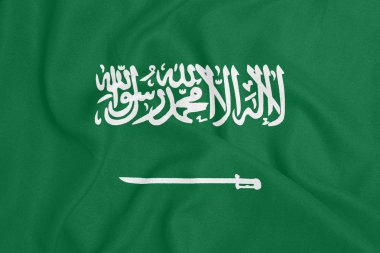 Dokulu kumaş üzerinde Suudi Arabistan bayrağı. Vatansever sembolü